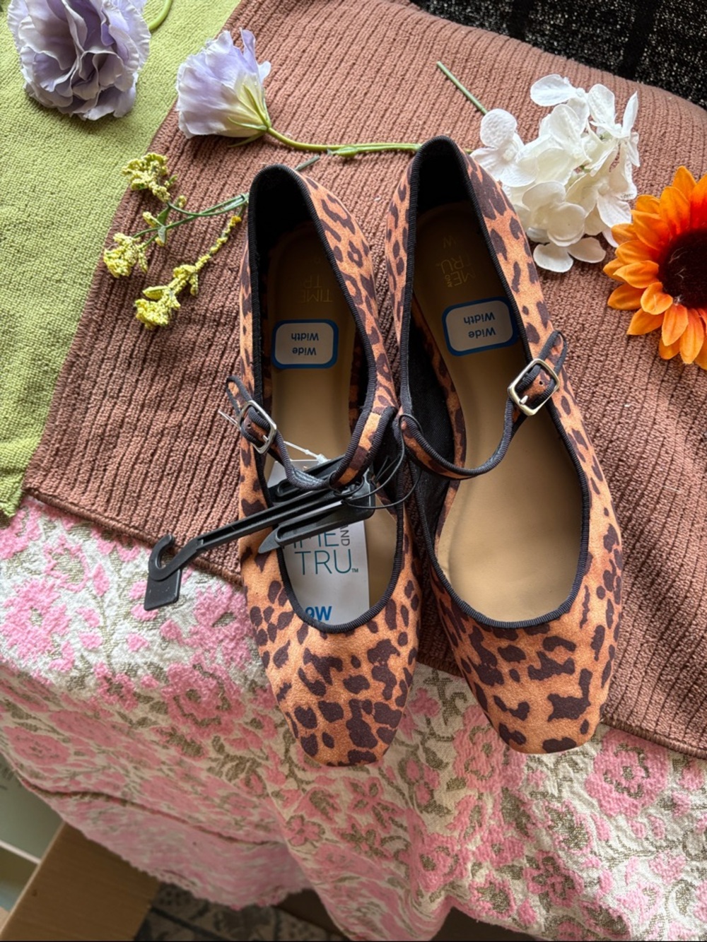 Leopard Print Mary Jane Flats - Brown